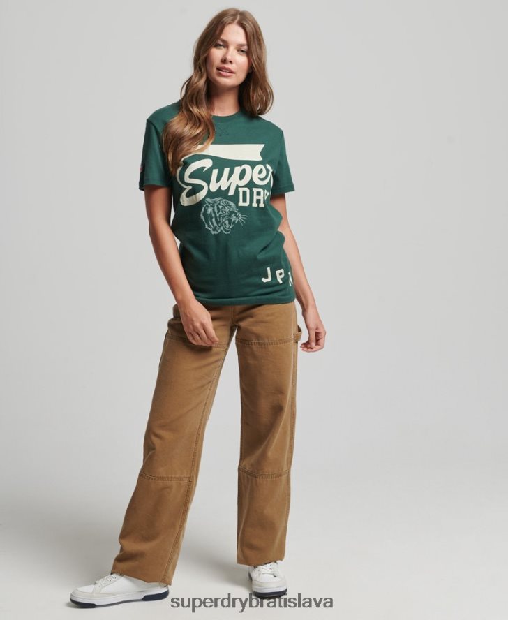 Superdry ženy Klasické športové tričko voľného strihu 6B4ZTR6762 oblečenie zelená