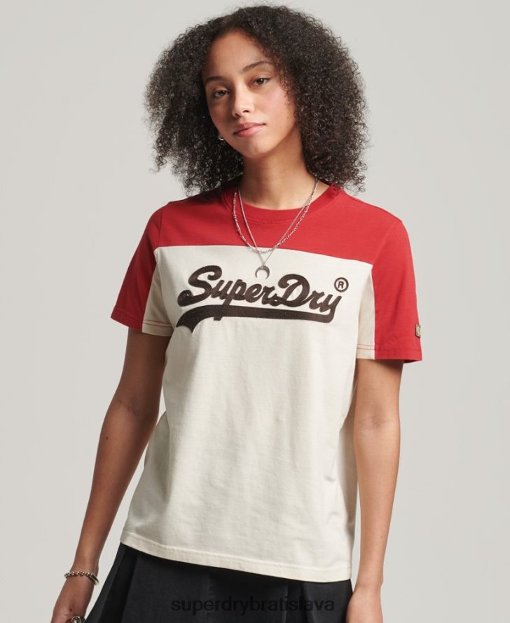 Superdry ženy Kolegiálne tričko s vintage logom 6B4ZTR2755 oblečenie béžová