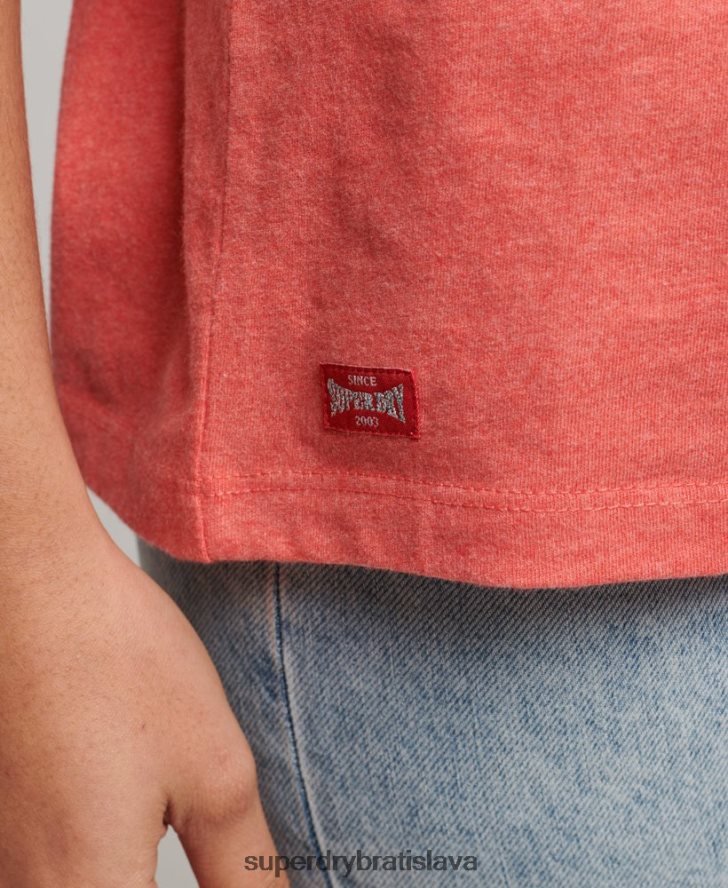 Superdry ženy Kolegiátne tričko s vintage skriptom z organickej bavlny 6B4ZTR2247 oblečenie koralový