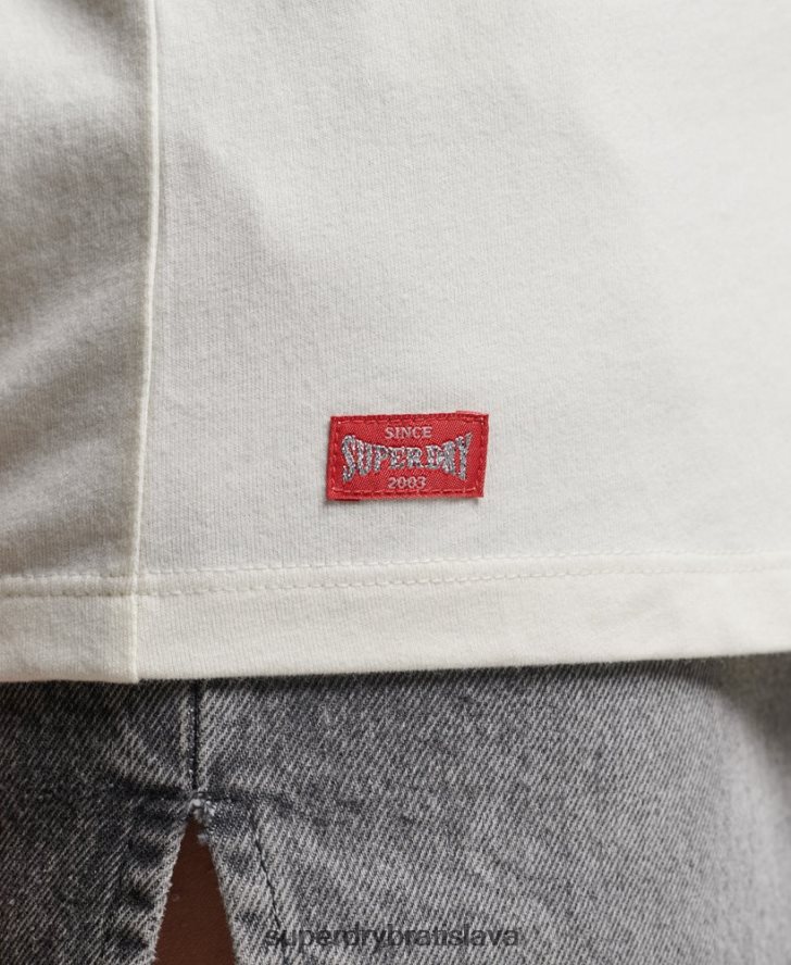 Superdry ženy Kolegiátne tričko s vintage skriptom z organickej bavlny 6B4ZTR2291 oblečenie biely