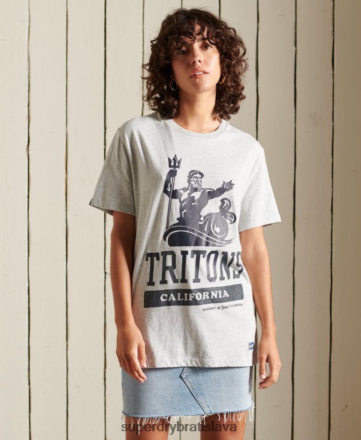 Superdry ženy Kolegiátne tričko voľného strihu 6B4ZTR6262 oblečenie sivá