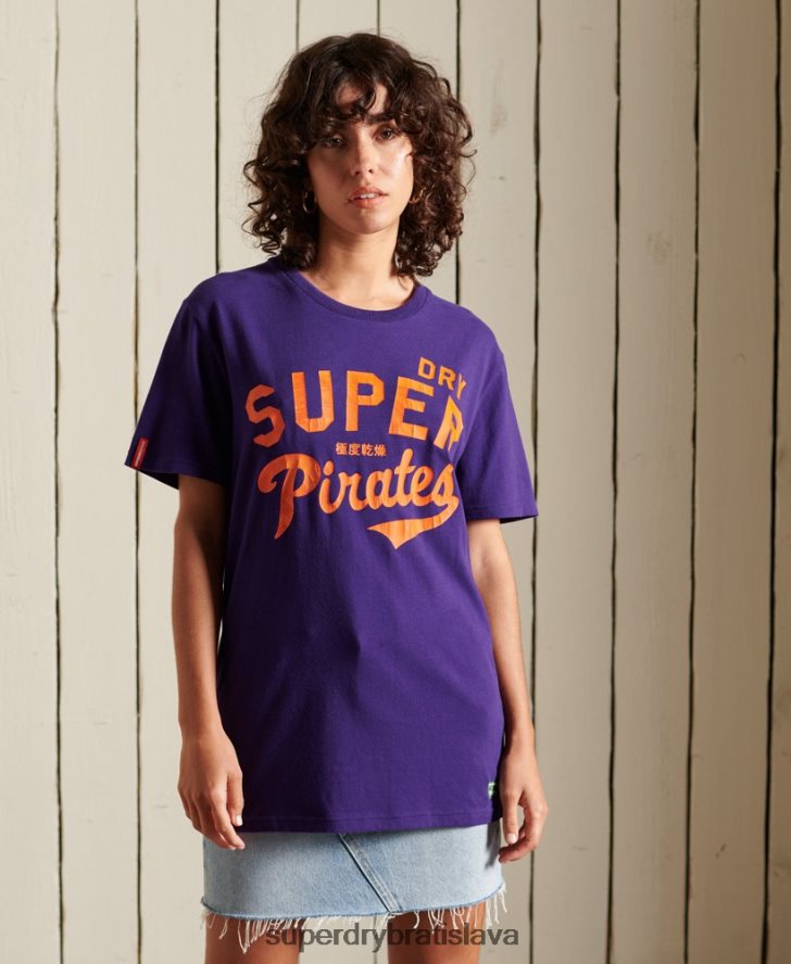 Superdry ženy Kolegiátne tričko voľného strihu 6B4ZTR6763 oblečenie Fialová