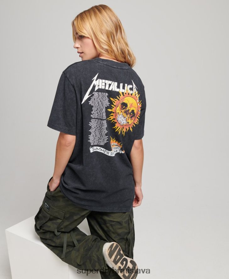 Superdry ženy Metallica limitovaná edícia trička kapely 6B4ZTR2799 oblečenie čierna