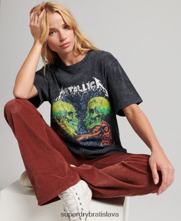 Superdry ženy Metallica limitovaná edícia trička kapely 6B4ZTR2855 oblečenie čierna
