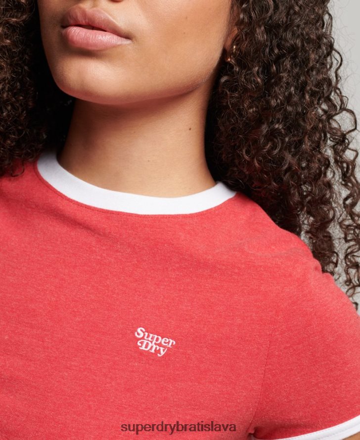 Superdry ženy Ringer crop tričko z organickej bavlny 6B4ZTR2221 oblečenie červená