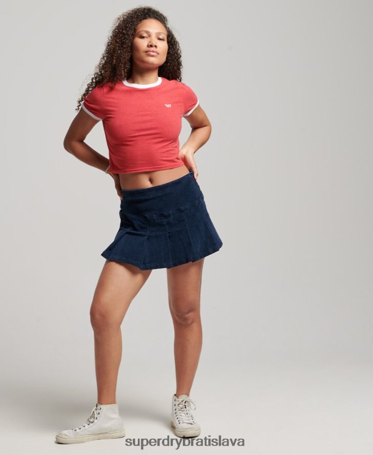 Superdry ženy Ringer crop tričko z organickej bavlny 6B4ZTR2221 oblečenie červená