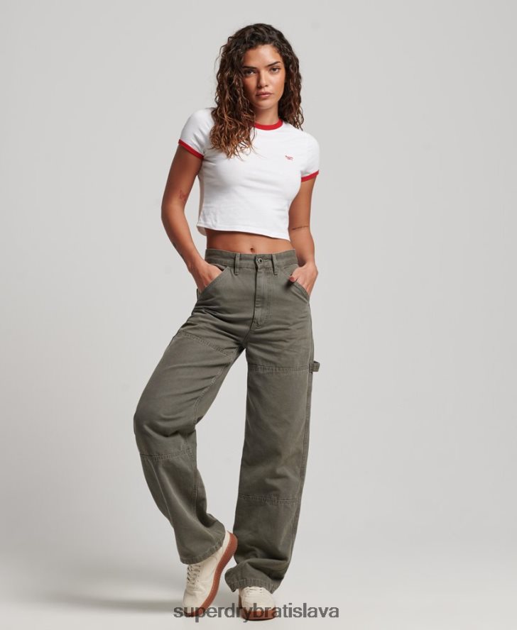 Superdry ženy Ringer crop tričko z organickej bavlny 6B4ZTR2691 oblečenie biely