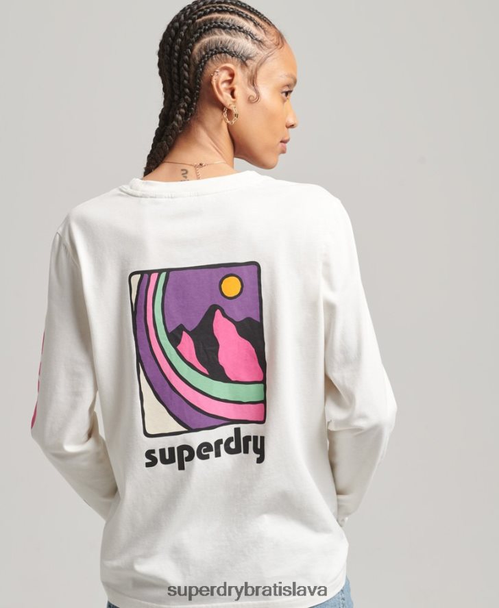 Superdry ženy Top s dlhým rukávom do terénu z 90. rokov 6B4ZTR6745 oblečenie biely