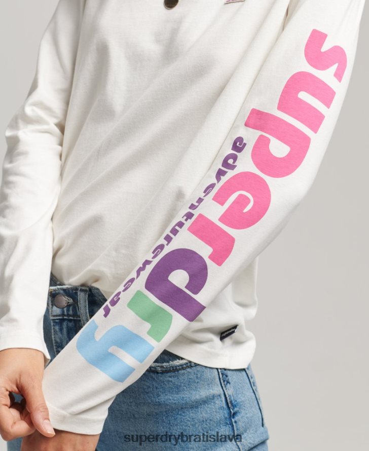 Superdry ženy Top s dlhým rukávom do terénu z 90. rokov 6B4ZTR6745 oblečenie biely