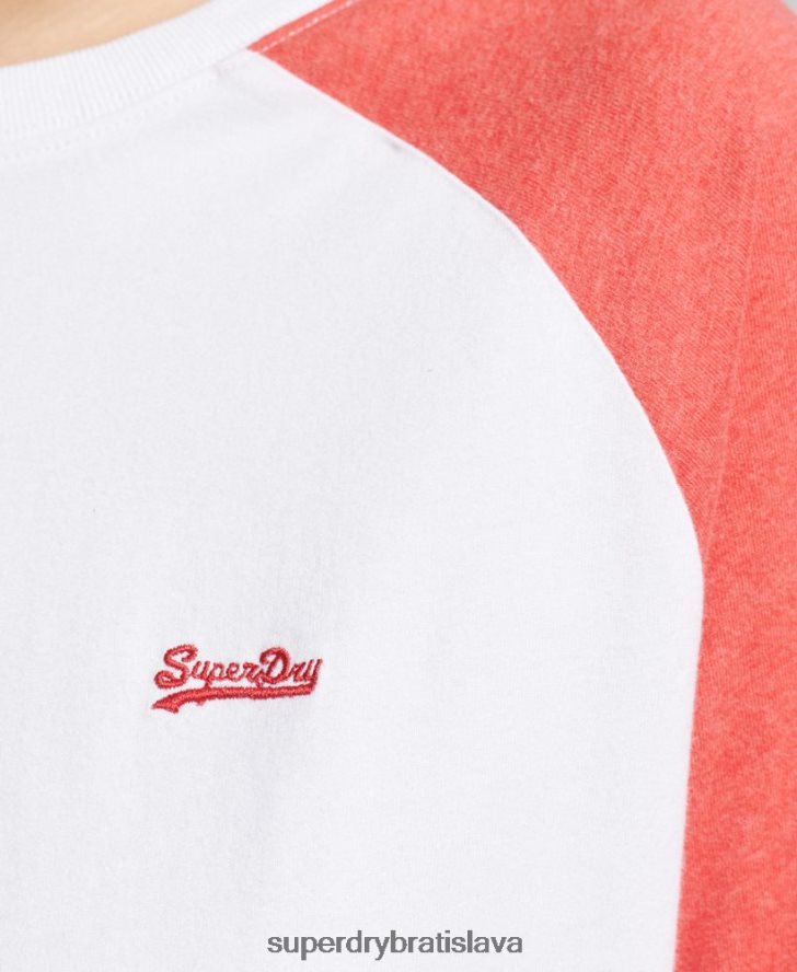 Superdry ženy Vintage baseballový top s dlhým rukávom z organickej bavlny 6B4ZTR6658 oblečenie koralový