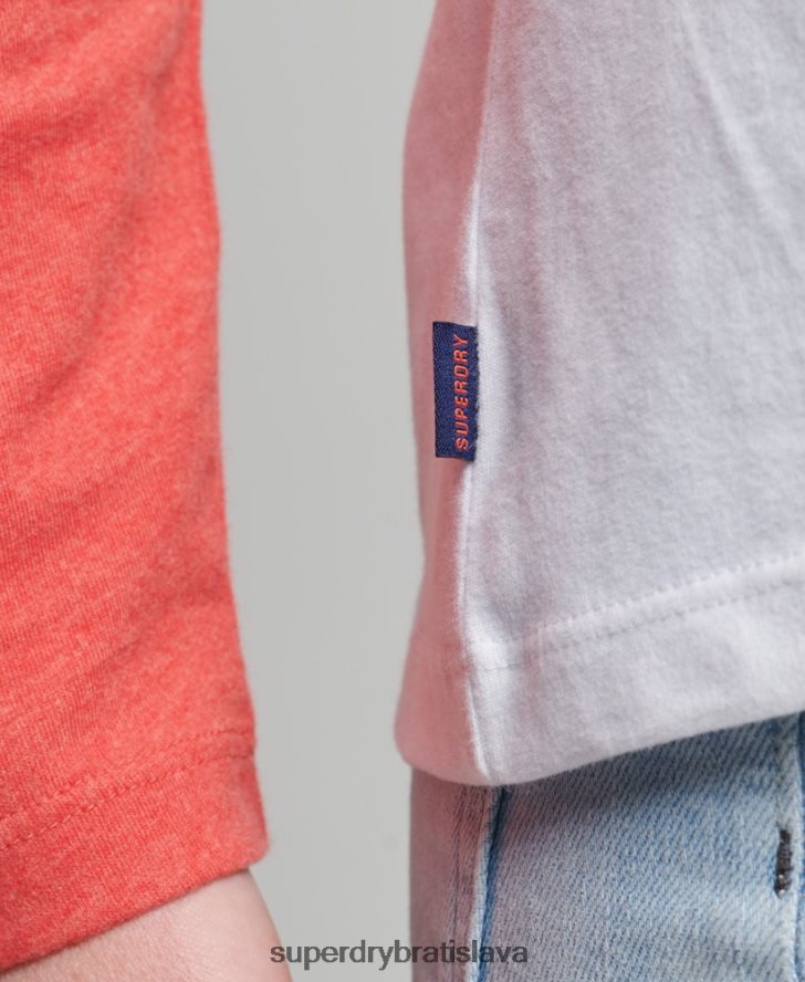 Superdry ženy Vintage baseballový top s dlhým rukávom z organickej bavlny 6B4ZTR6658 oblečenie koralový