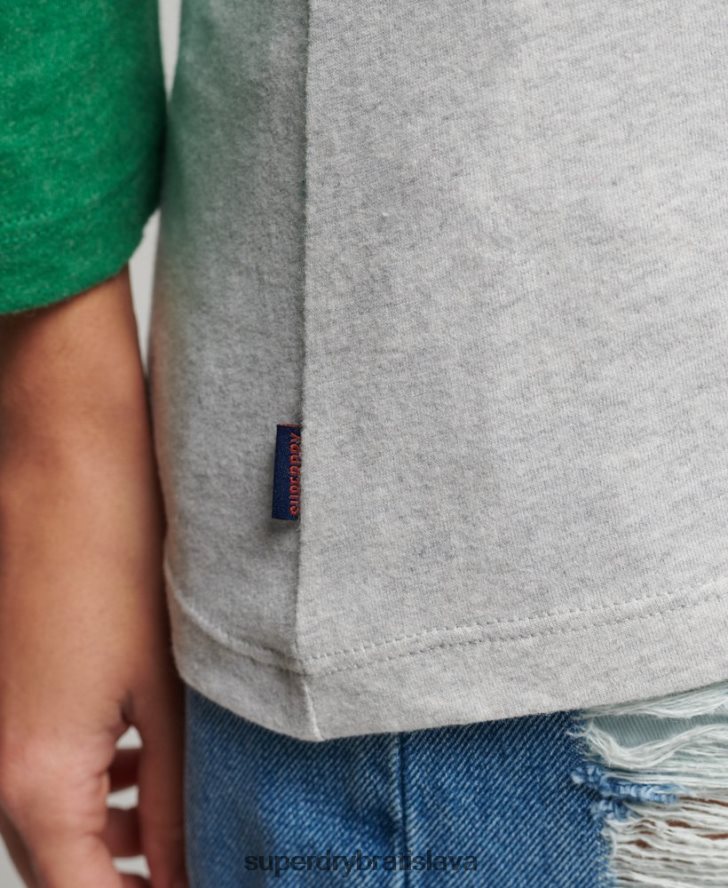 Superdry ženy Vintage baseballový top s polovičným rukávom z organickej bavlny 6B4ZTR6555 oblečenie zelená