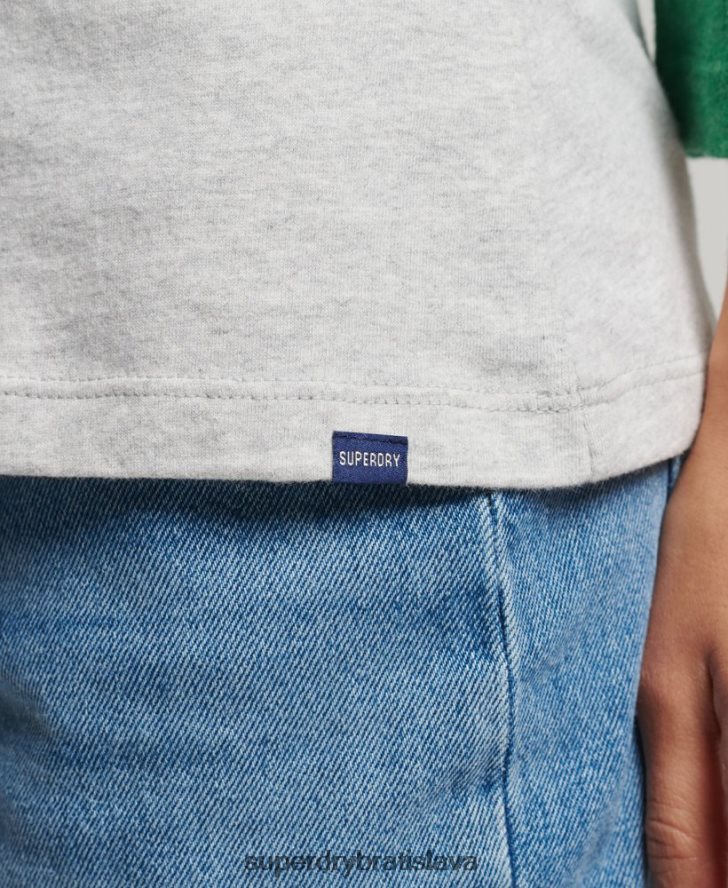 Superdry ženy Vintage baseballový top s polovičným rukávom z organickej bavlny 6B4ZTR6555 oblečenie zelená