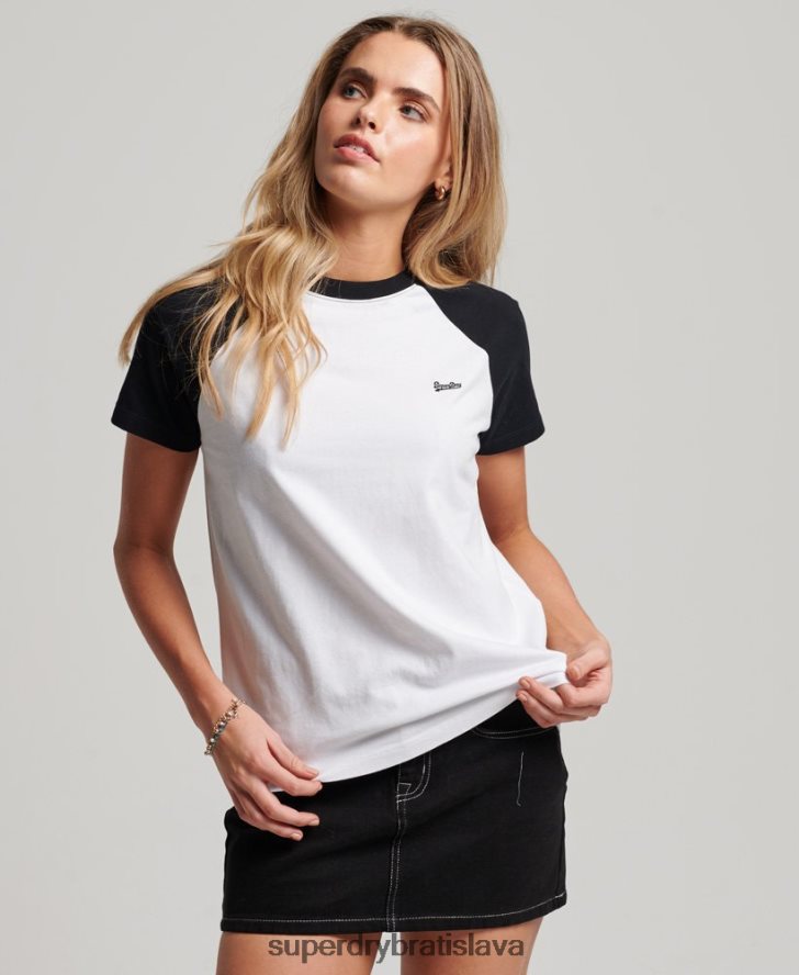 Superdry ženy Vintage baseballové tričko z organickej bavlny 6B4ZTR2676 oblečenie čierna