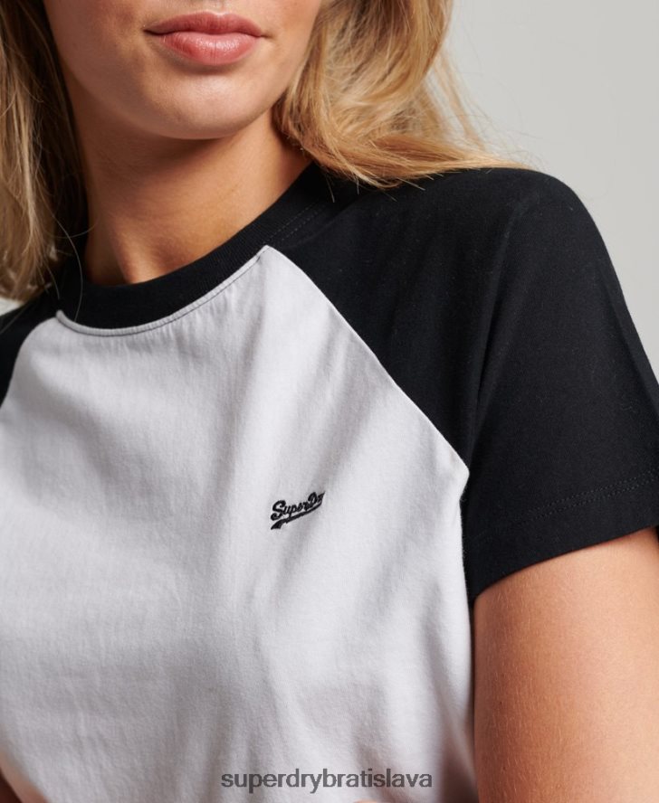 Superdry ženy Vintage baseballové tričko z organickej bavlny 6B4ZTR2676 oblečenie čierna