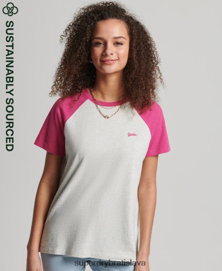 Superdry ženy Vintage baseballové tričko z organickej bavlny 6B4ZTR2768 oblečenie biely