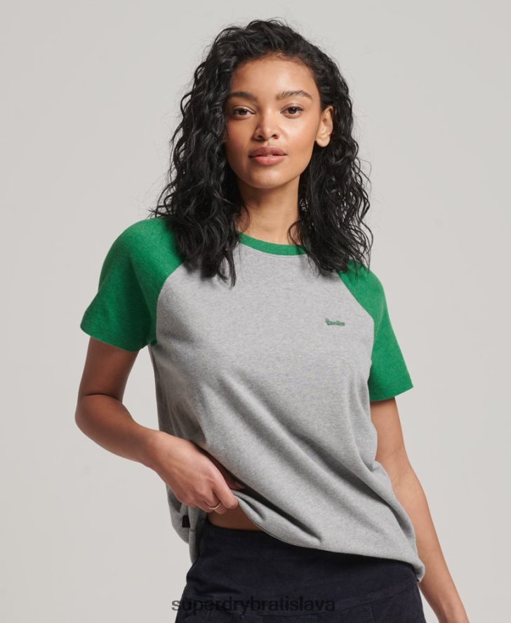 Superdry ženy Vintage baseballové tričko z organickej bavlny 6B4ZTR6186 oblečenie zelená