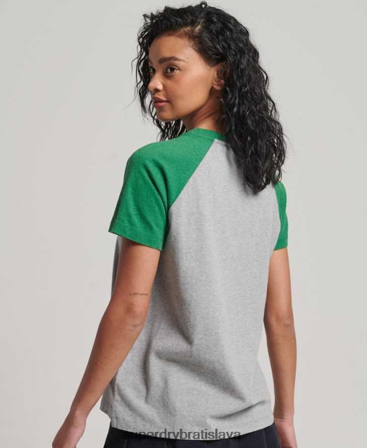 Superdry ženy Vintage baseballové tričko z organickej bavlny 6B4ZTR6186 oblečenie zelená