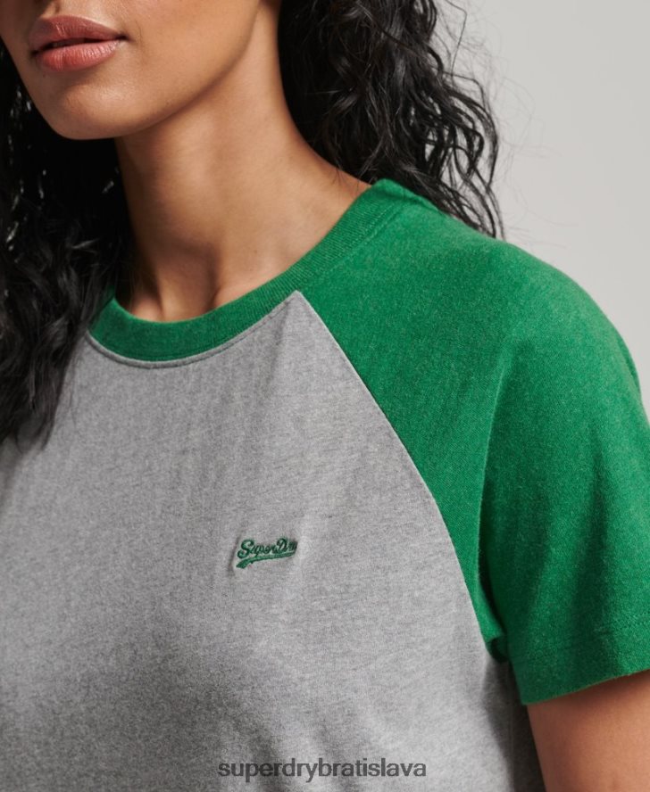 Superdry ženy Vintage baseballové tričko z organickej bavlny 6B4ZTR6186 oblečenie zelená