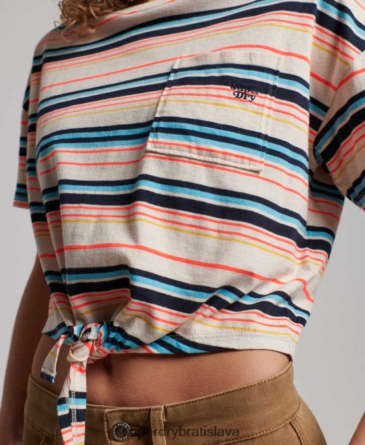 Superdry ženy Vintage boxy tričko s kravatou z organickej bavlny 6B4ZTR2215 oblečenie sivá