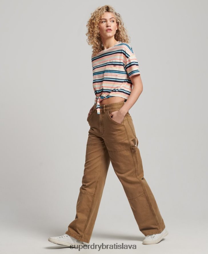 Superdry ženy Vintage boxy tričko s kravatou z organickej bavlny 6B4ZTR2215 oblečenie sivá