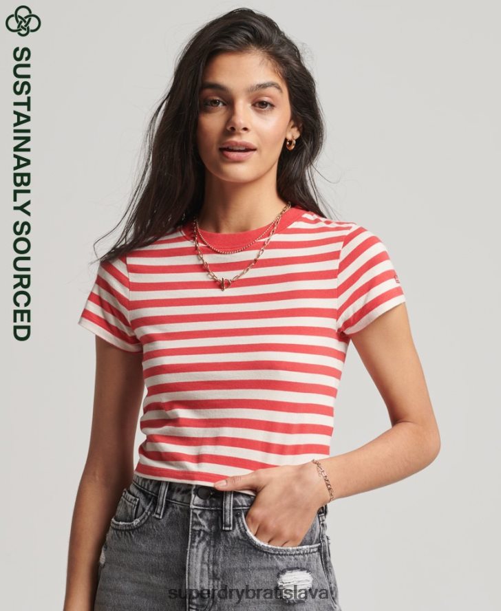Superdry ženy Vintage crop tričko z organickej bavlny 6B4ZTR6235 oblečenie červená