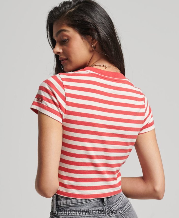 Superdry ženy Vintage crop tričko z organickej bavlny 6B4ZTR6235 oblečenie červená