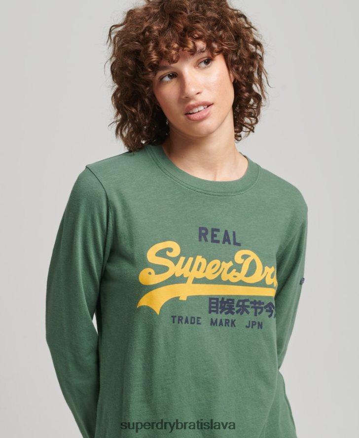Superdry ženy Vintage logo s dlhým rukávom 6B4ZTR3045 oblečenie zelená