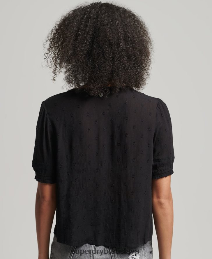 Superdry ženy Vintage výšivka s krátkym rukávom 6B4ZTR6696 oblečenie čierna