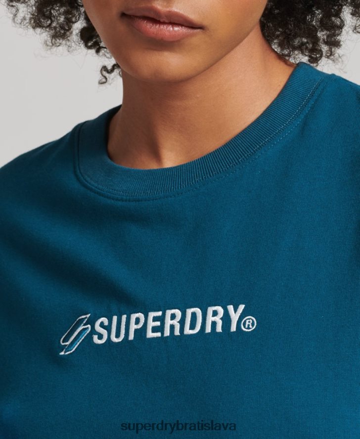 Superdry ženy Voľné tričko s nášivkou loga 6B4ZTR6234 oblečenie Modrá