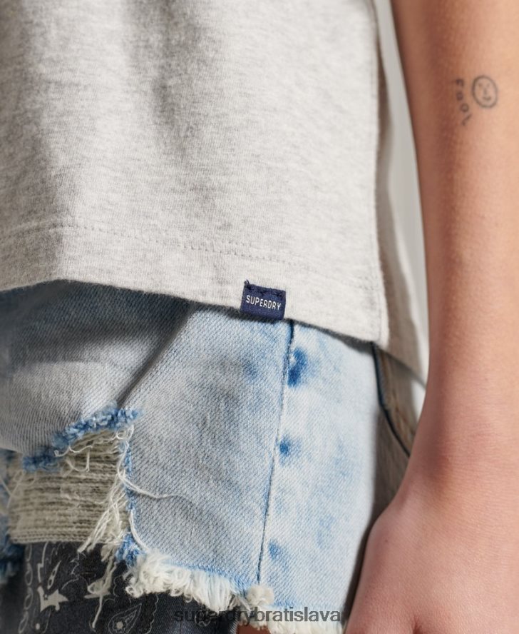 Superdry ženy Základné tričko z organickej bavlny 6B4ZTR6228 oblečenie svetlo šedá