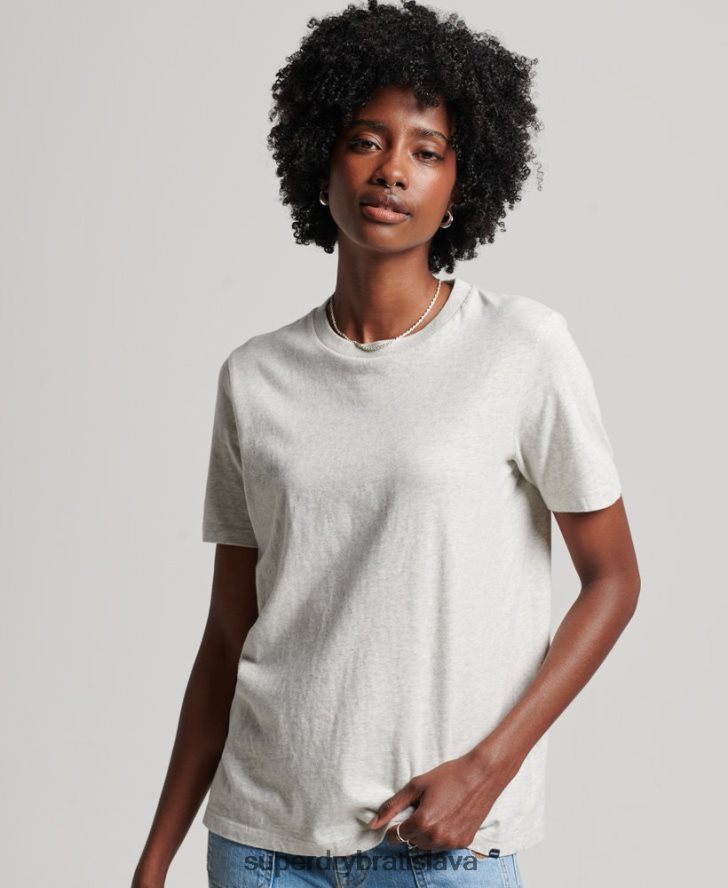 Superdry ženy Základné tričko z organickej bavlny 6B4ZTR6302 oblečenie svetlo šedá