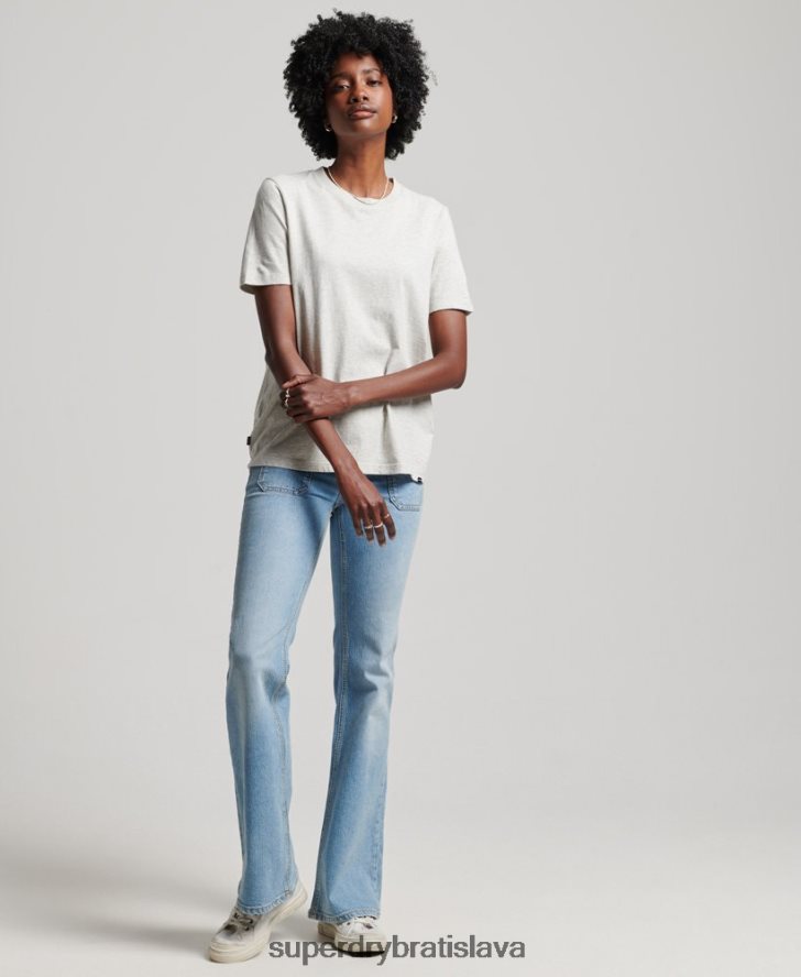 Superdry ženy Základné tričko z organickej bavlny 6B4ZTR6302 oblečenie svetlo šedá