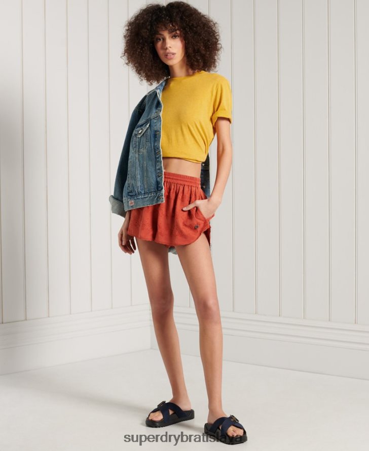 Superdry ženy Základné tričko z organickej bavlny 6B4ZTR6306 oblečenie oranžová