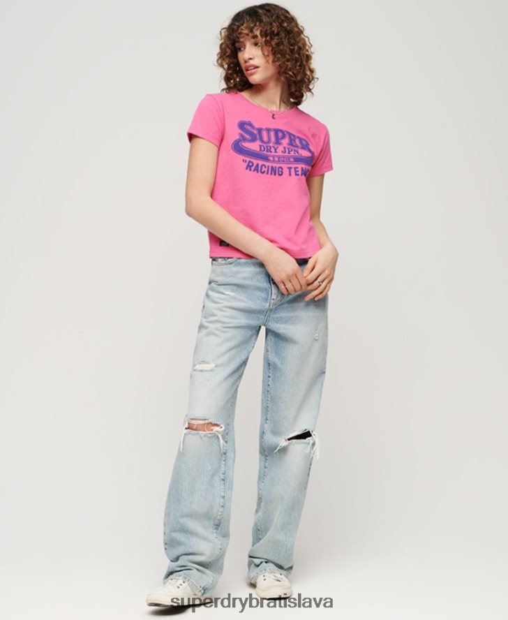 Superdry ženy archívne tričko s neónovou grafikou 6B4ZTR2636 oblečenie Ružová