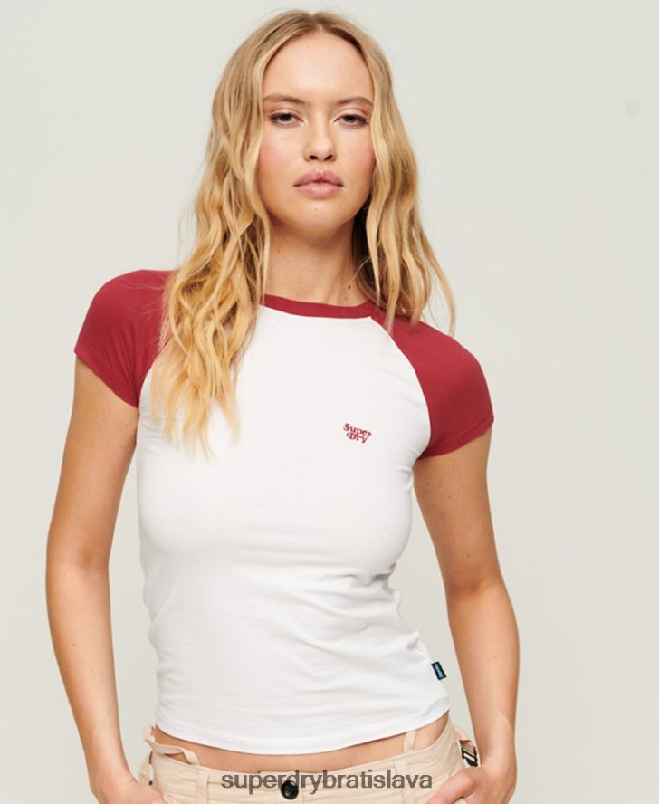 Superdry ženy bejzbalové detské tričko 6B4ZTR2278 oblečenie červená