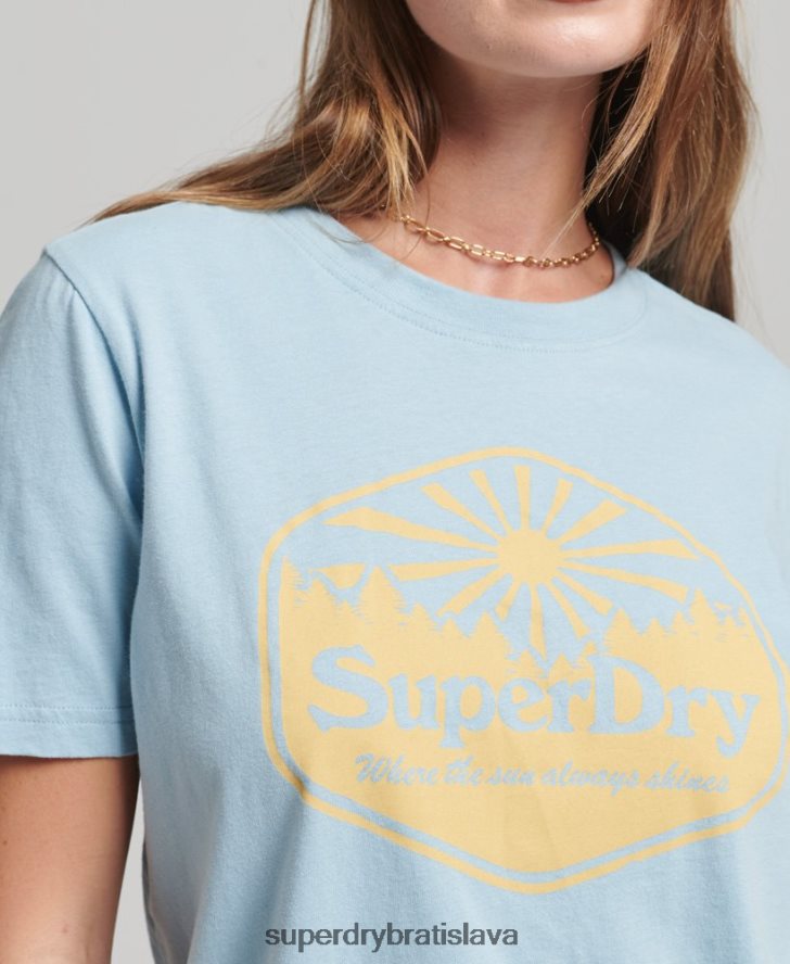 Superdry ženy cestovné tričko 6B4ZTR6213 oblečenie Modrá