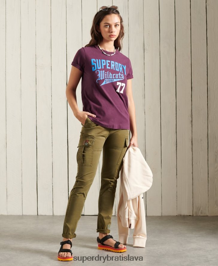 Superdry ženy collegiate cali state tričko 6B4ZTR6285 oblečenie Fialová