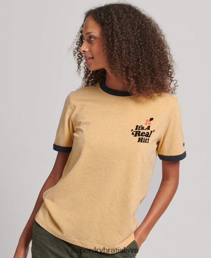 Superdry ženy cooper nostalgické tričko 6B4ZTR2813 oblečenie žltá