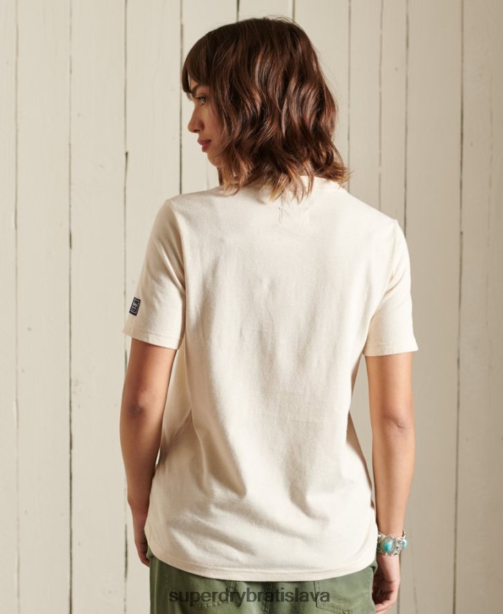 Superdry ženy dúhové tričko s vintage logom 6B4ZTR2822 oblečenie krém