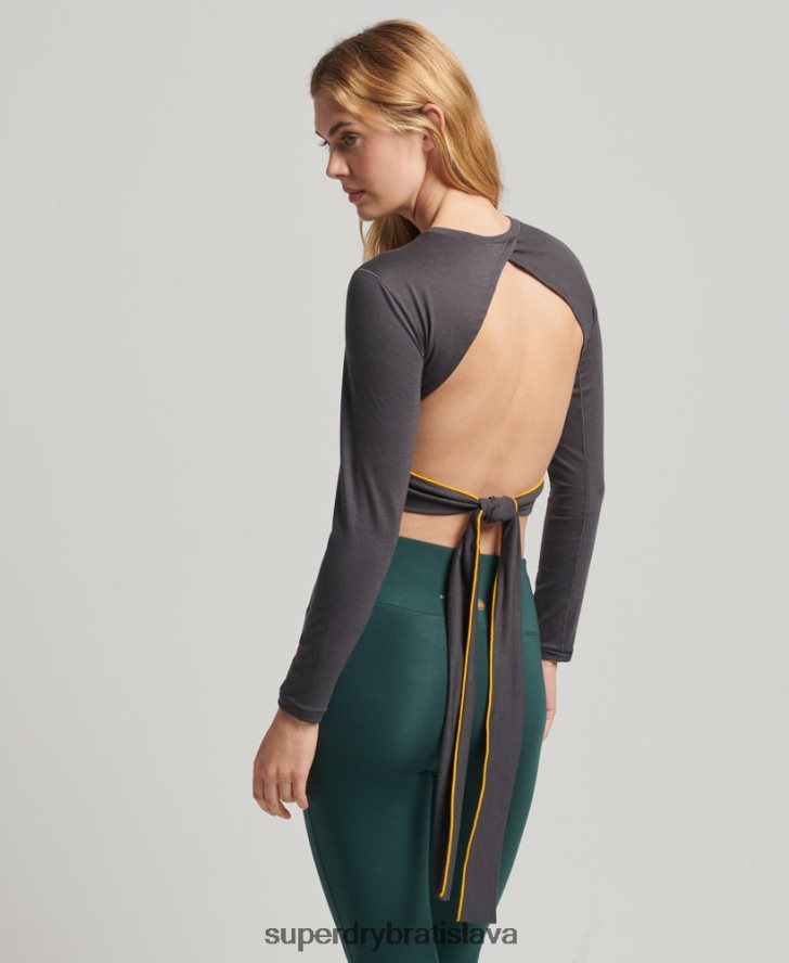 Superdry ženy flex wrap top s dlhým rukávom 6B4ZTR6327 oblečenie tmavošedý