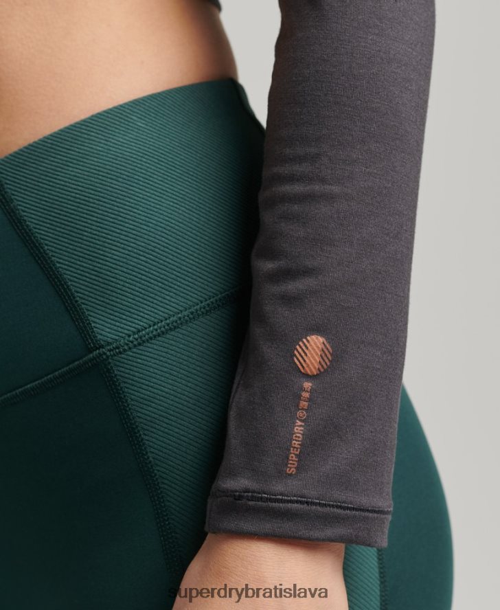 Superdry ženy flex wrap top s dlhým rukávom 6B4ZTR6327 oblečenie tmavošedý