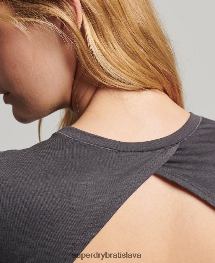 Superdry ženy flex wrap top s dlhým rukávom 6B4ZTR6327 oblečenie tmavošedý