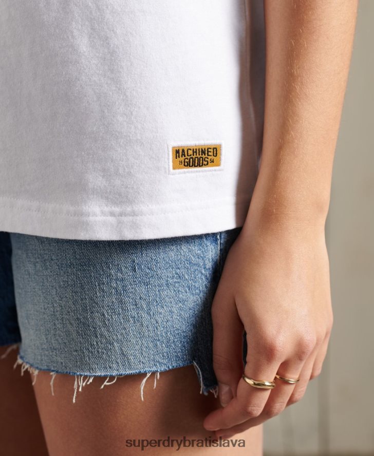 Superdry ženy glitter trblietavé tričko štandardnej gramáže 6B4ZTR2859 oblečenie biely