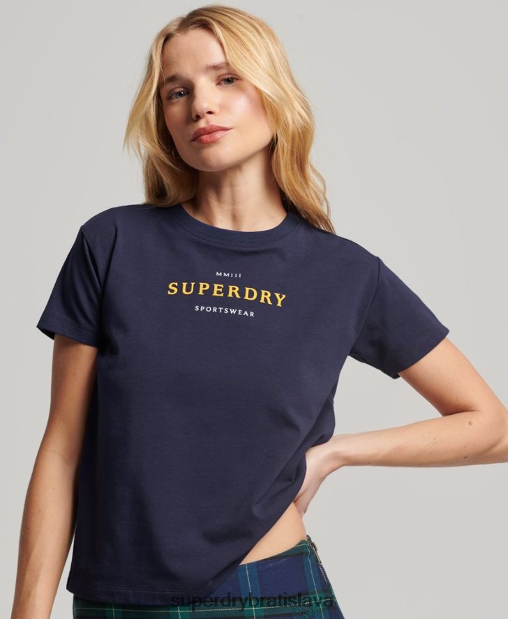 Superdry ženy grafické tričko z 90. rokov 6B4ZTR2614 oblečenie námorníctvo
