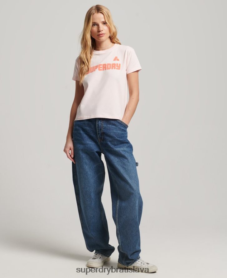 Superdry ženy grafické tričko z 90. rokov 6B4ZTR2655 oblečenie Ružová