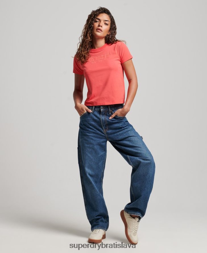 Superdry ženy grafické tričko z 90. rokov 6B4ZTR2685 oblečenie Ružová