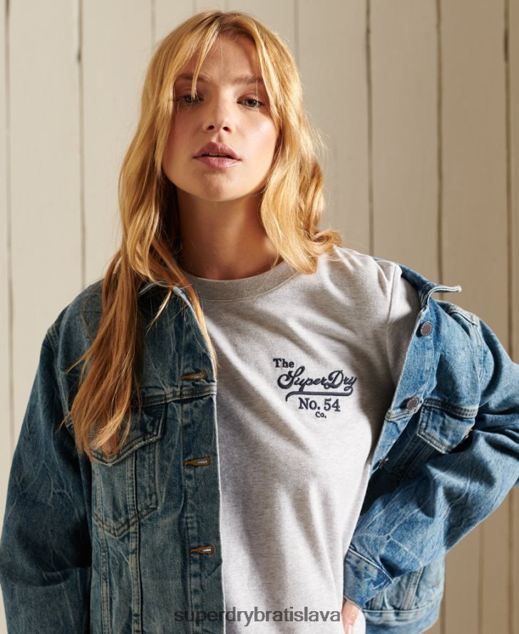 Superdry ženy hrdosť na remeselné tričko 6B4ZTR6243 oblečenie svetlo šedá