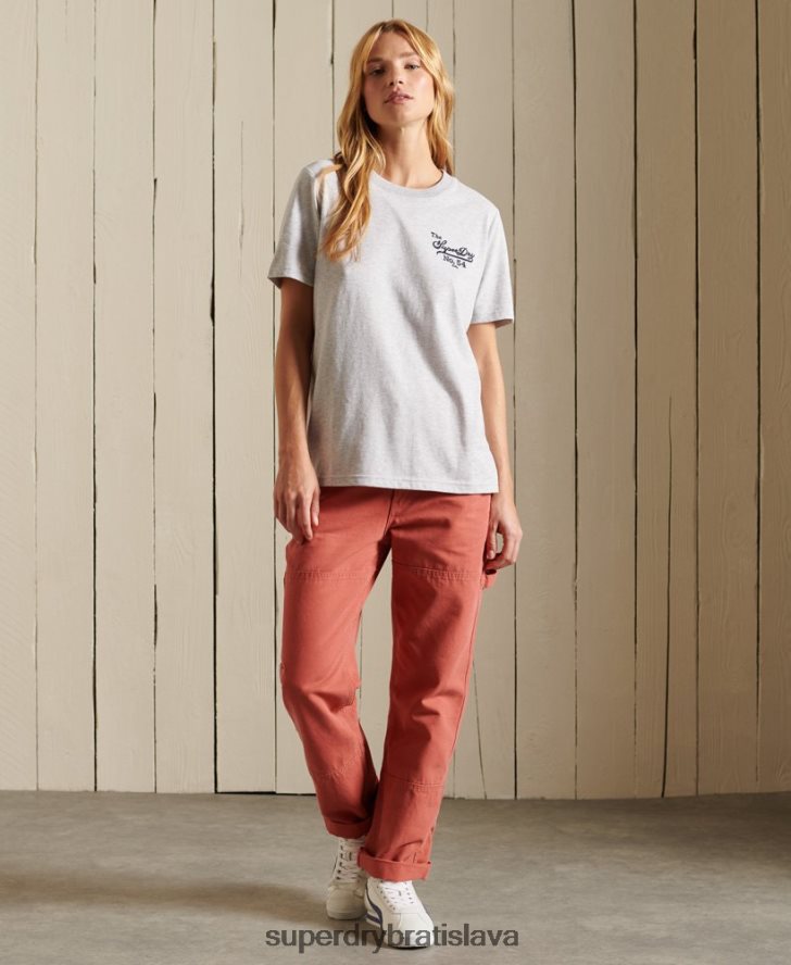 Superdry ženy hrdosť na remeselné tričko 6B4ZTR6243 oblečenie svetlo šedá