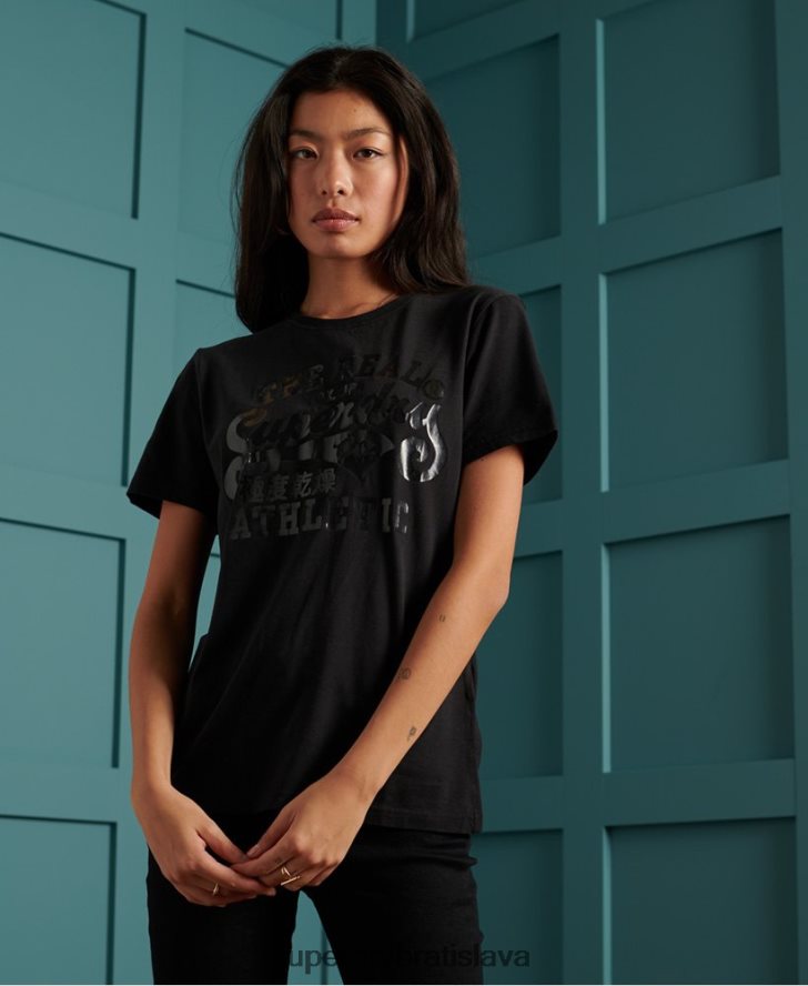 Superdry ženy čierne tričko 6B4ZTR2862 oblečenie čierna